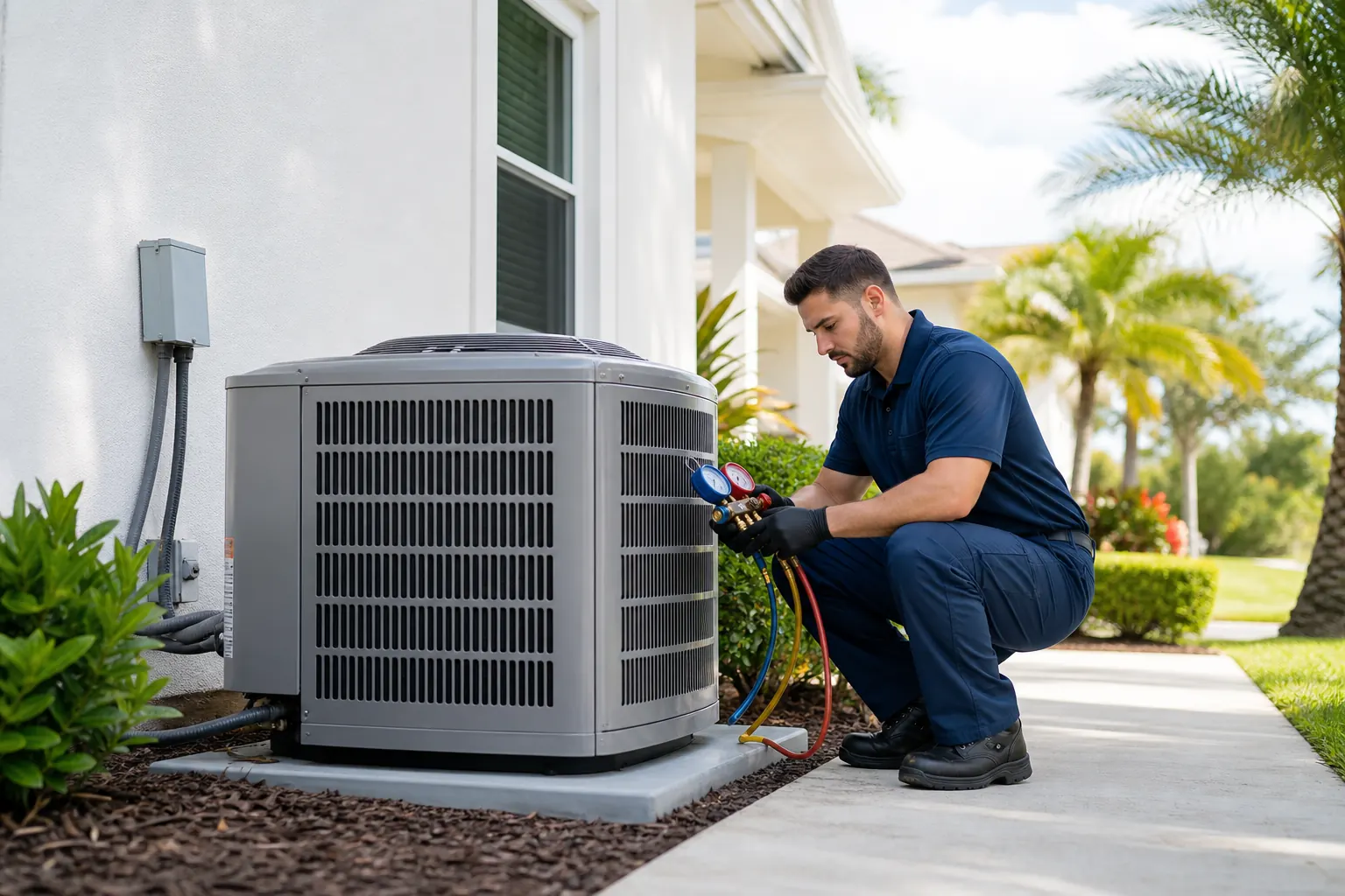 HVAC system installation with clean equipment setup